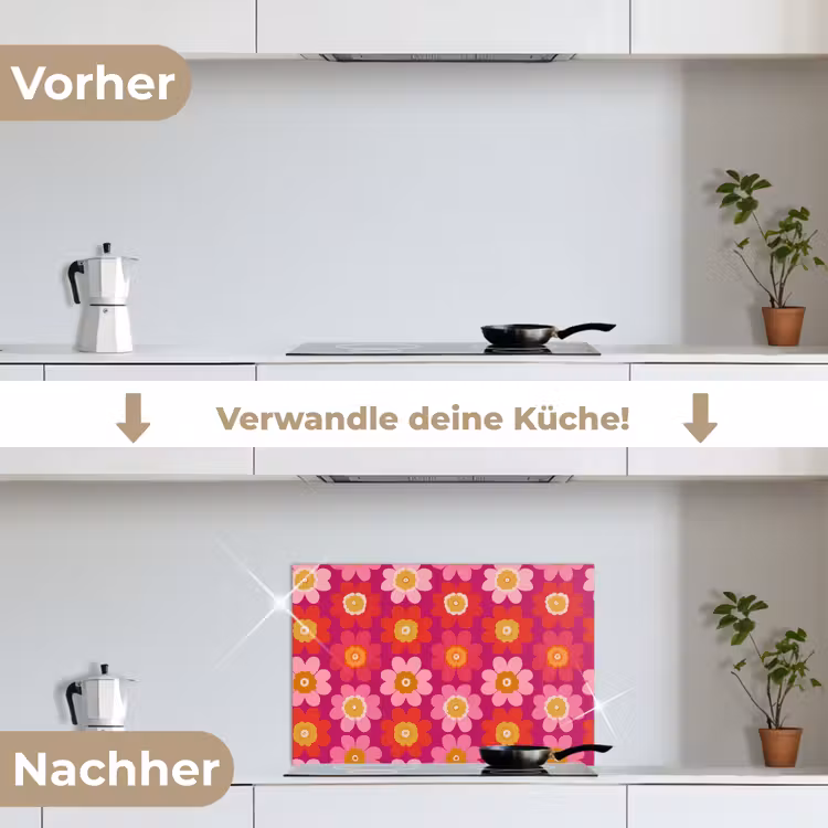 Spritzschutz Küche - Blumen - Retro - Farbenfroh — 7