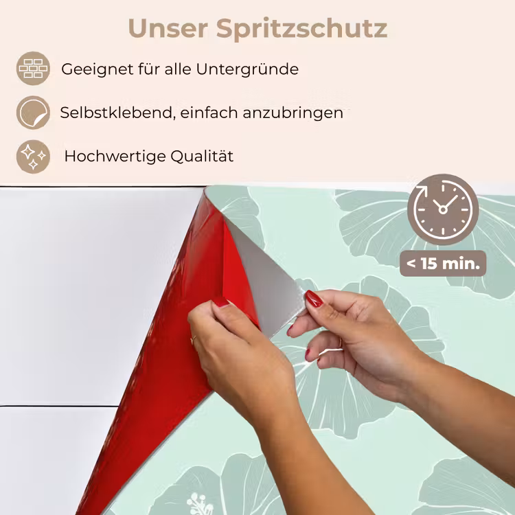 Spritzschutz Küche - Blumen - Hibiskus - Minze — 4