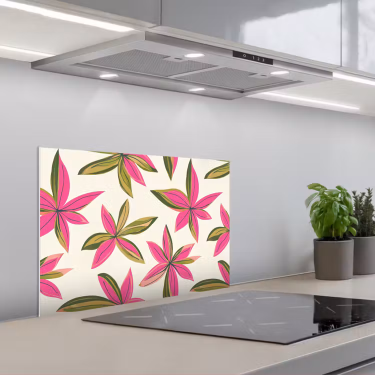 Spritzschutz Küche - Tropisch - Blume - Rosa — 1
