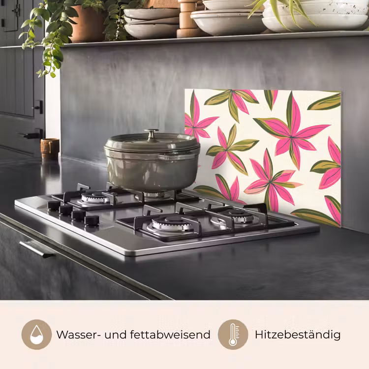 Spritzschutz Küche - Tropisch - Blume - Rosa — 2