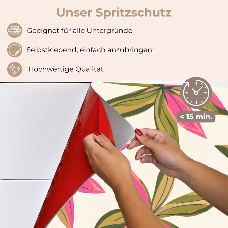 Spritzschutz Küche - Tropisch - Blume - Rosa — 4