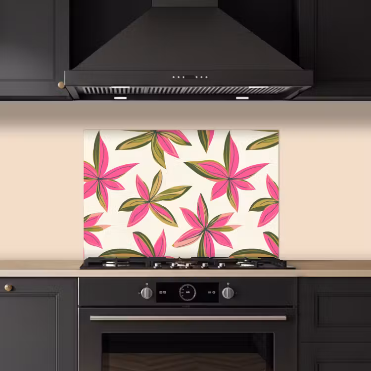 Spritzschutz Küche - Tropisch - Blume - Rosa — 5