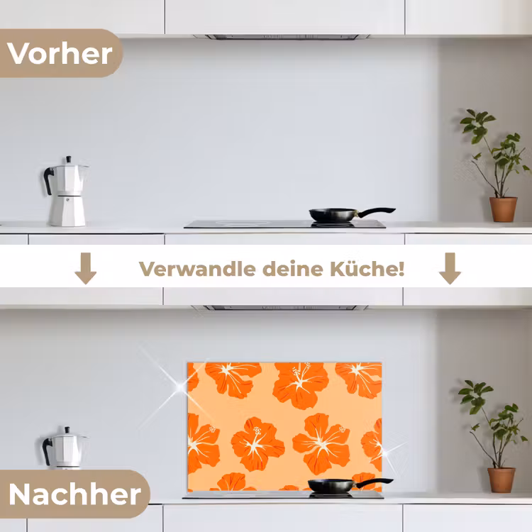 Spritzschutz Küche - Tropisch - Hibiskus - Orange — 7