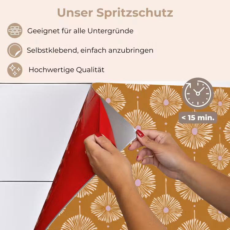 Spritzschutz Küche - Blumen - Modern - Ocker — 4