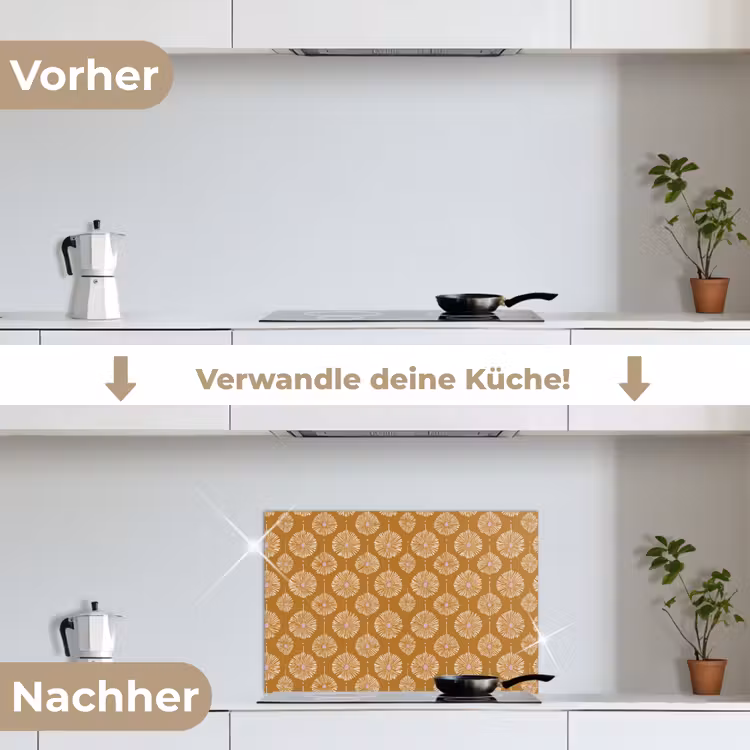 Spritzschutz Küche - Blumen - Modern - Ocker — 7