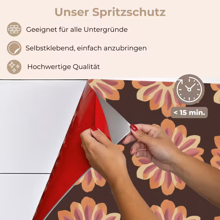 Spritzschutz Küche - Blumen - Muster - Braun — 4
