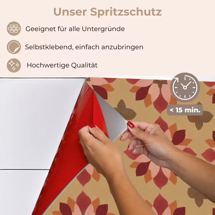 Spritzschutz Küche - Blumen - Retro - Grün — 4