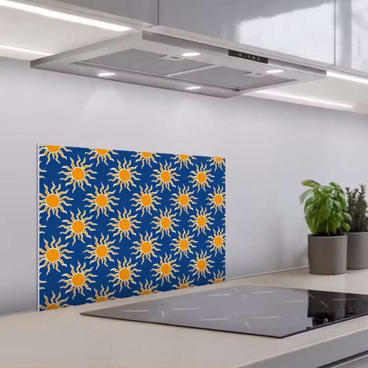 Spritzschutz Küche - Sonne - Muster - Blau — 1
