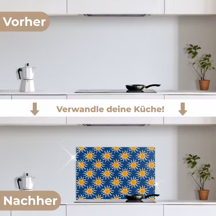 Spritzschutz Küche - Sonne - Muster - Blau — 7