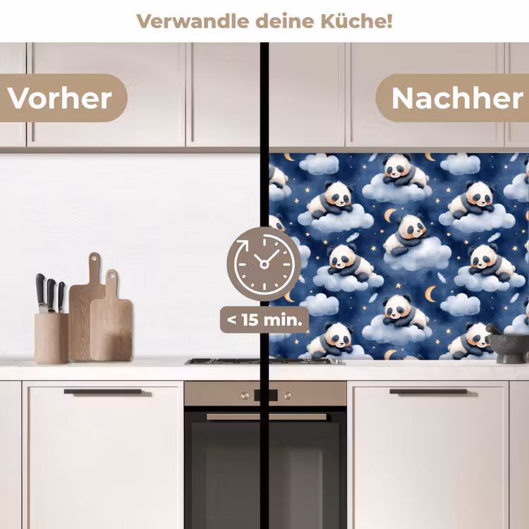 Spritzschutz Küche - Pandas - Schlafend - Blau — 2