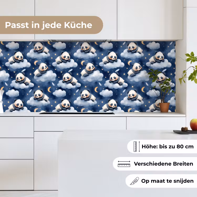Spritzschutz Küche - Pandas - Schlafend - Blau — 4
