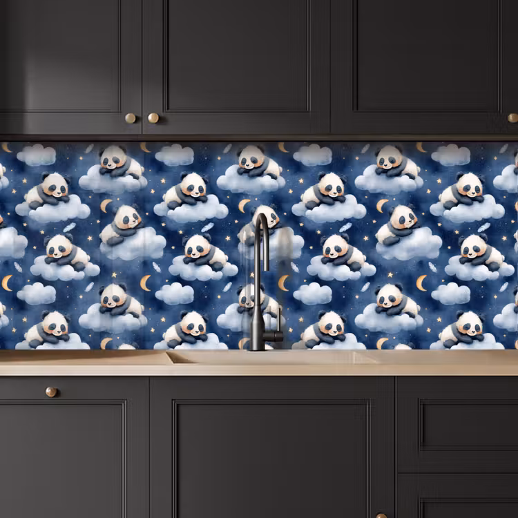 Spritzschutz Küche - Pandas - Schlafend - Blau — 6