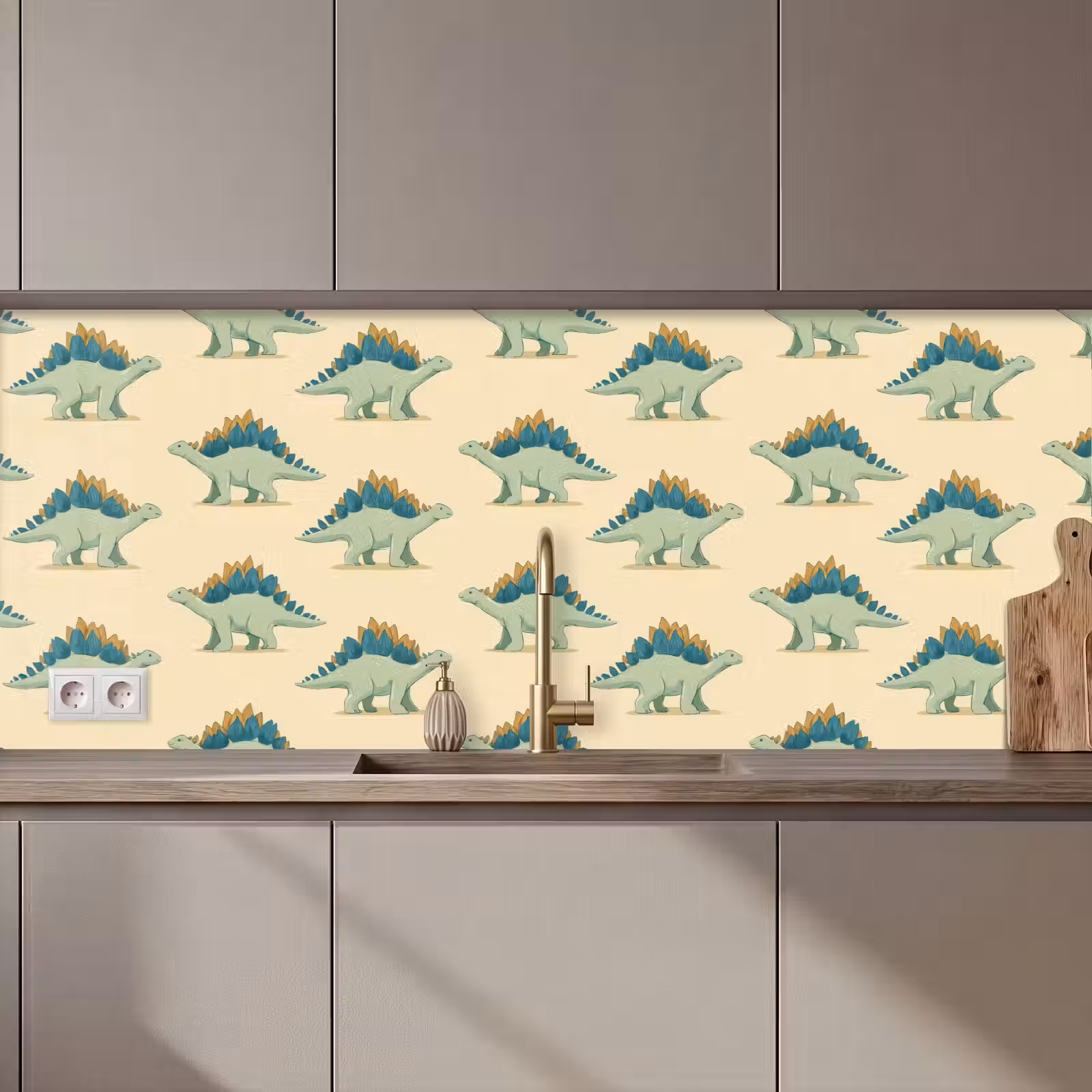 Spritzschutz Küche - Dino - Muster - Grün — 1