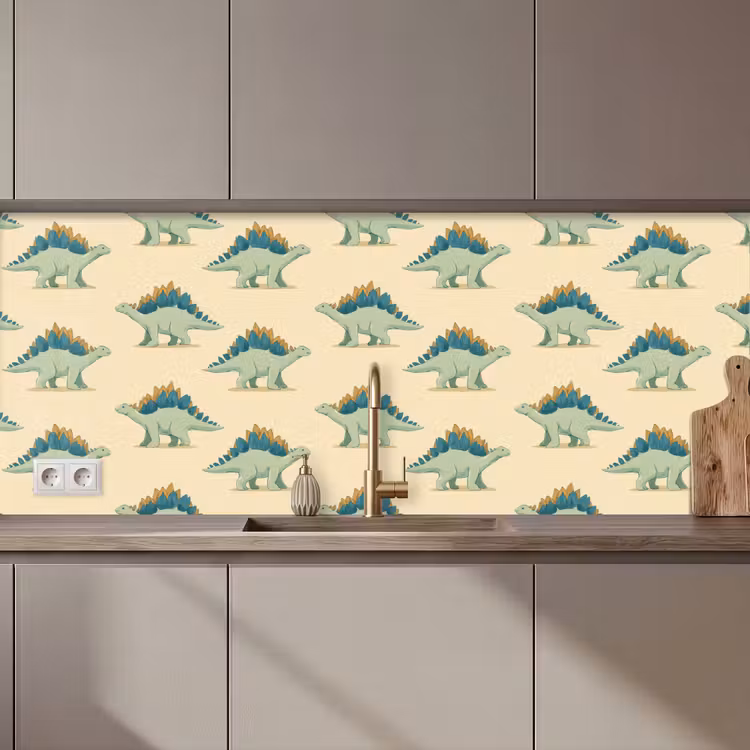 Spritzschutz Küche - Dino - Muster - Grün — 1
