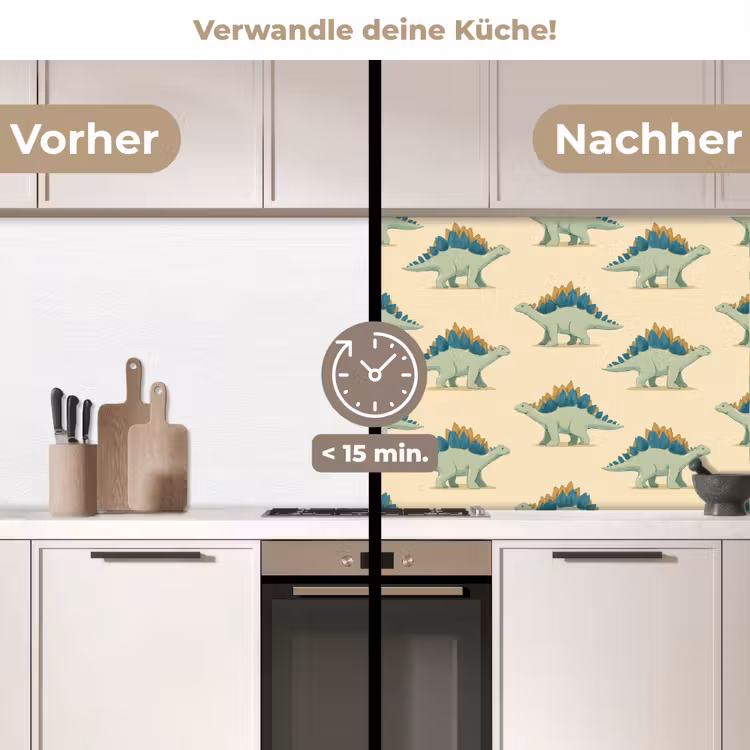 Spritzschutz Küche - Dino - Muster - Grün — 2