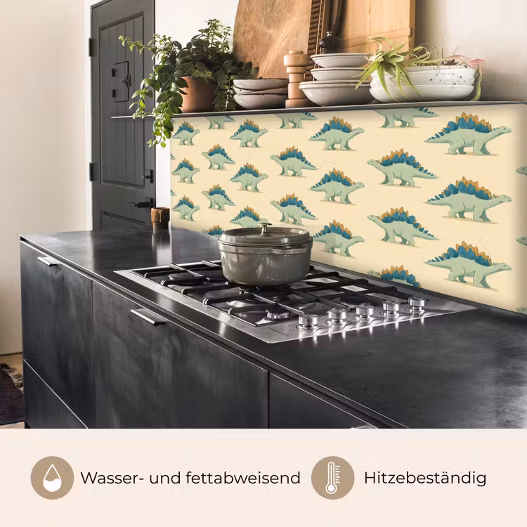 Spritzschutz Küche - Dino - Muster - Grün — 3