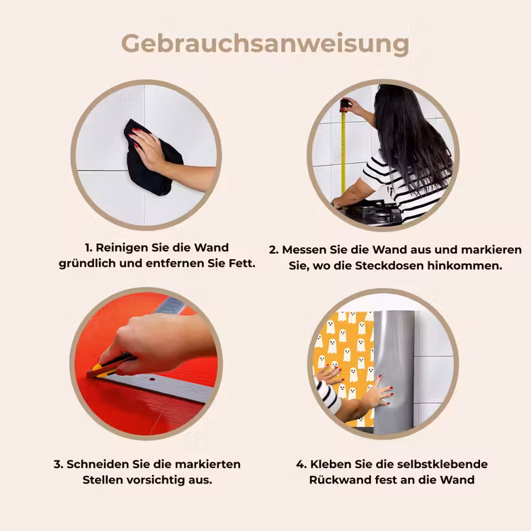 Spritzschutz Küche - Halloween - Gespenster - Ocker — 7