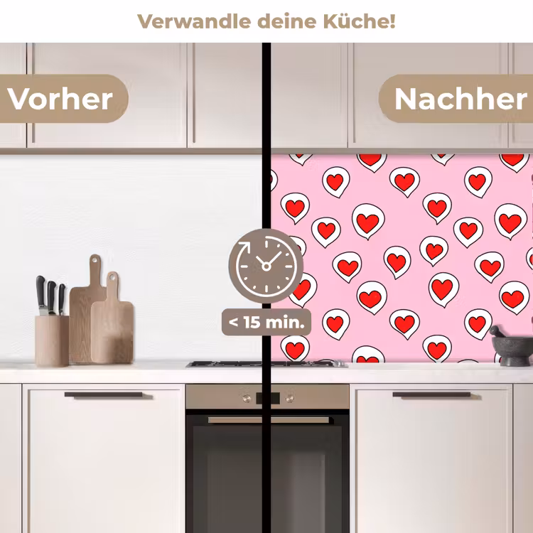 Spritzschutz Küche - Herzen - Muster - Rot — 2