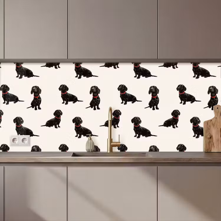 Spritzschutz Küche - Hund - Muster - Schwarz — 1