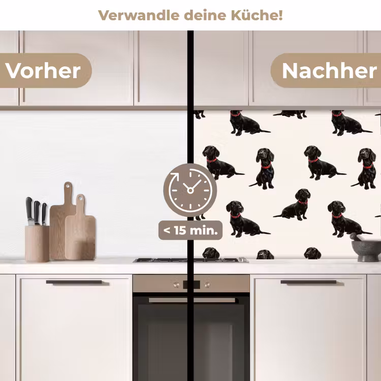 Spritzschutz Küche - Hund - Muster - Schwarz — 2