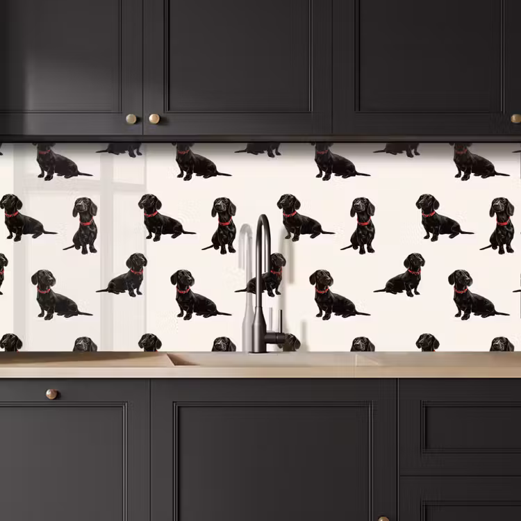 Spritzschutz Küche - Hund - Muster - Schwarz — 6
