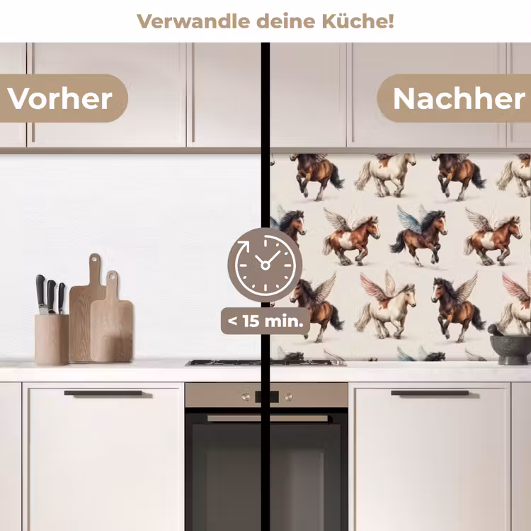 Spritzschutz Küche - Pferde - Flügel - Farbenfroh — 2