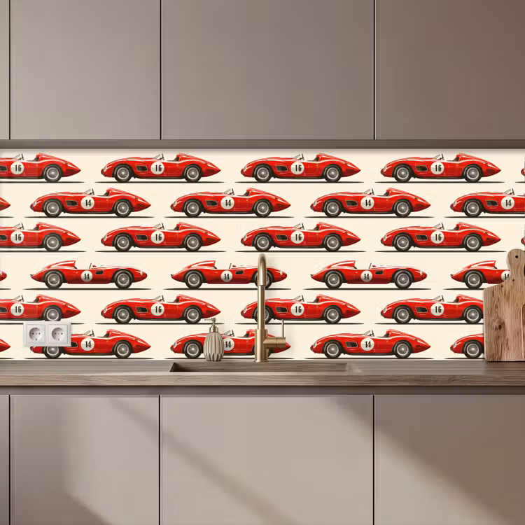 Spritzschutz Küche - Rennwagen - Retro - Rot — 1
