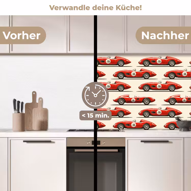 Spritzschutz Küche - Rennwagen - Retro - Rot — 2