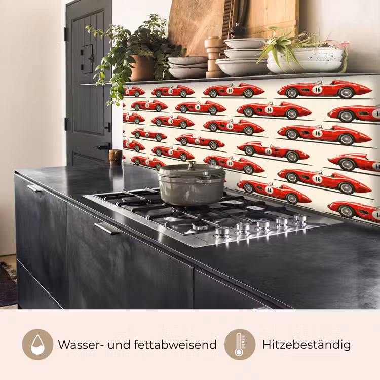 Spritzschutz Küche - Rennwagen - Retro - Rot — 3