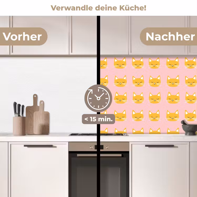 Spritzschutz Küche - Katzen - Muster - Rosa — 2