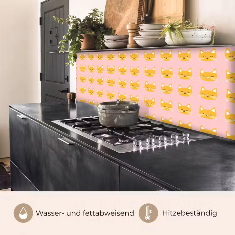 Spritzschutz Küche - Katzen - Muster - Rosa — 3