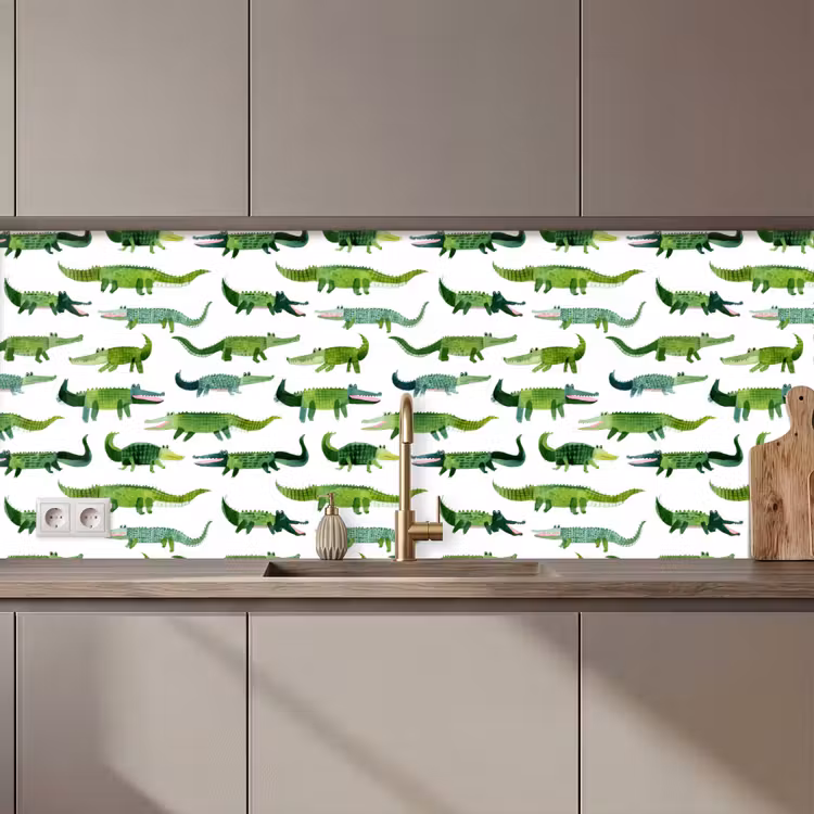 Spritzschutz Küche - Krokodil - Verspielt - Grün — 1