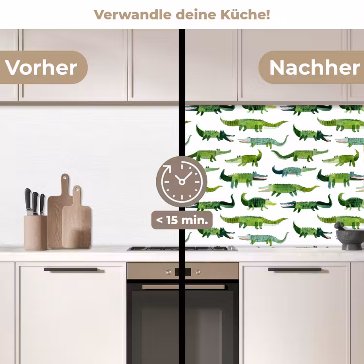 Spritzschutz Küche - Krokodil - Verspielt - Grün — 2