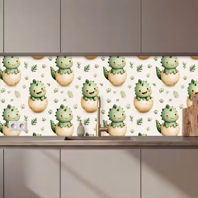 Spritzschutz Küche - Dino - Eier - Grün — 1