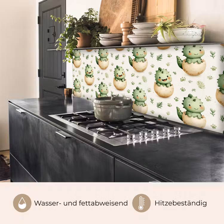Spritzschutz Küche - Dino - Eier - Grün — 3