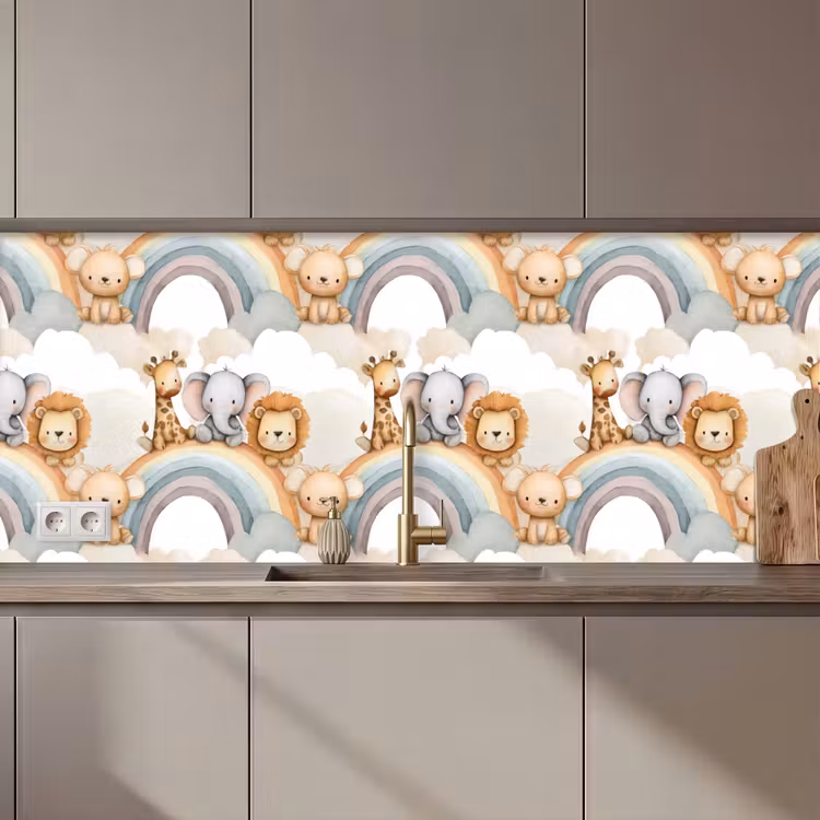Spritzschutz Küche - Safari - Regenbogen - Farbenfroh — 1