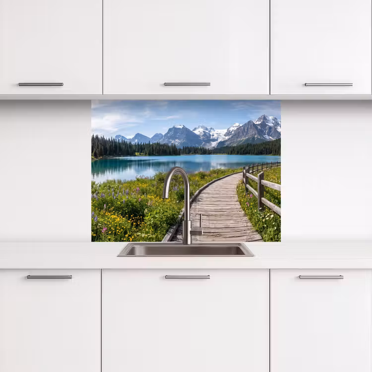 Küchen rückwand - Berge - See - Landschaft - Blau — 3
