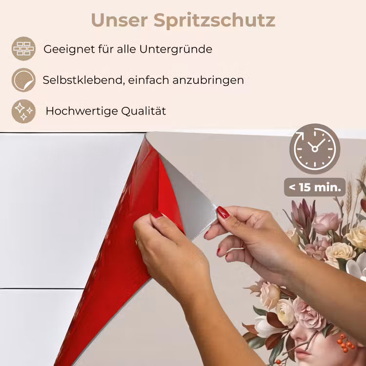 Spritzschutz Küche - Gesicht - Blumenstrauß - Bunt — 4