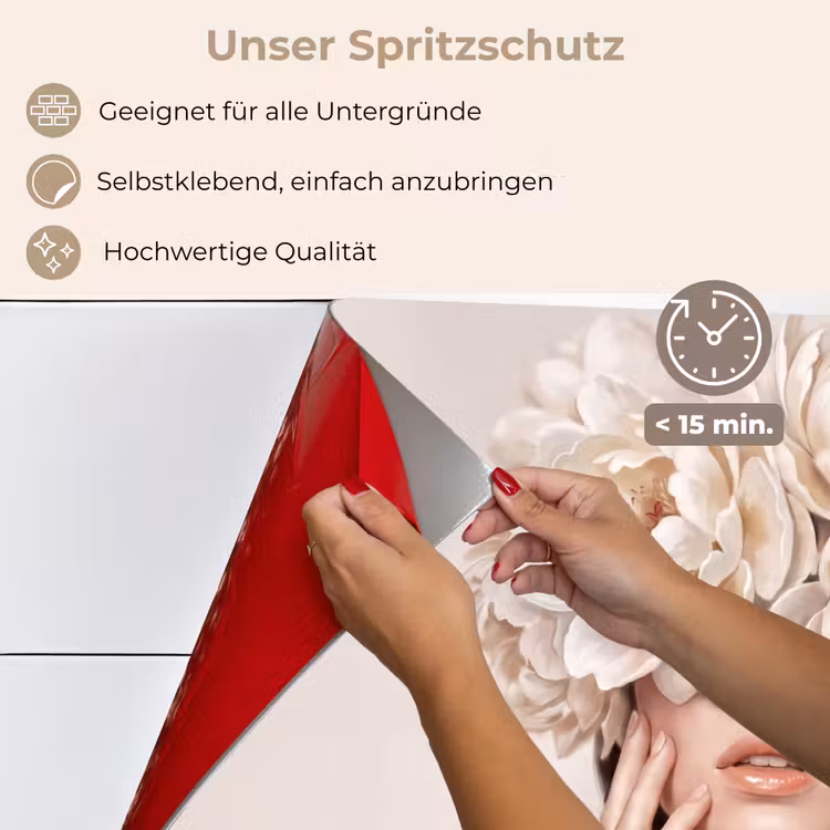 Spritzschutz Küche - Gesicht - Pfingstrose - Creme — 4