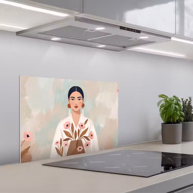 Spritzschutz Küche - Frau - Kimono - Pastell — 1