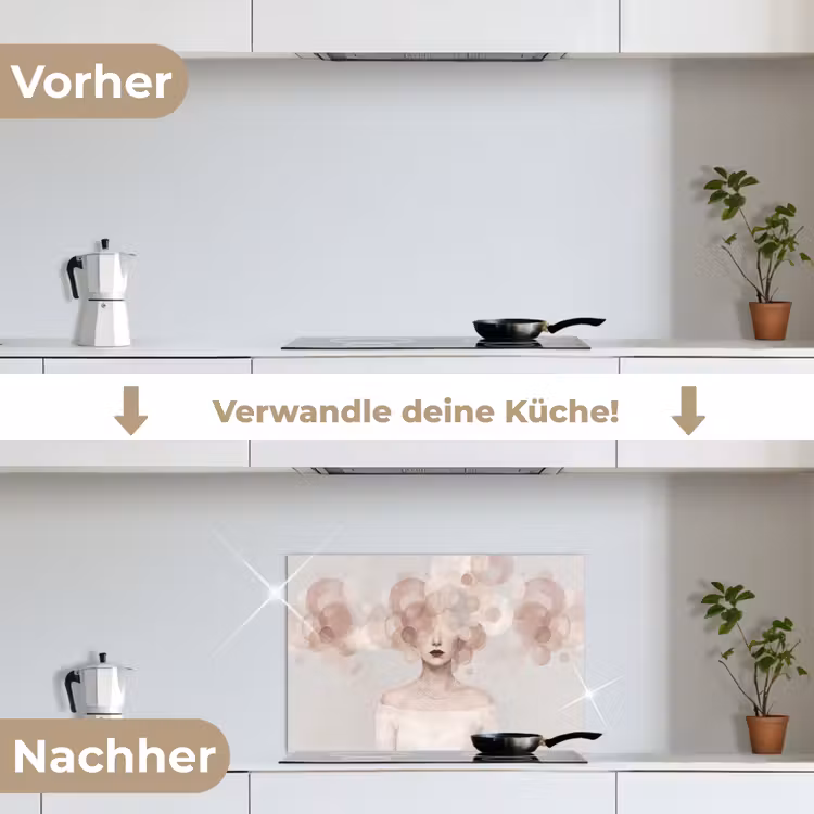 Spritzschutz Küche - Frau - Kreise - Beige — 7