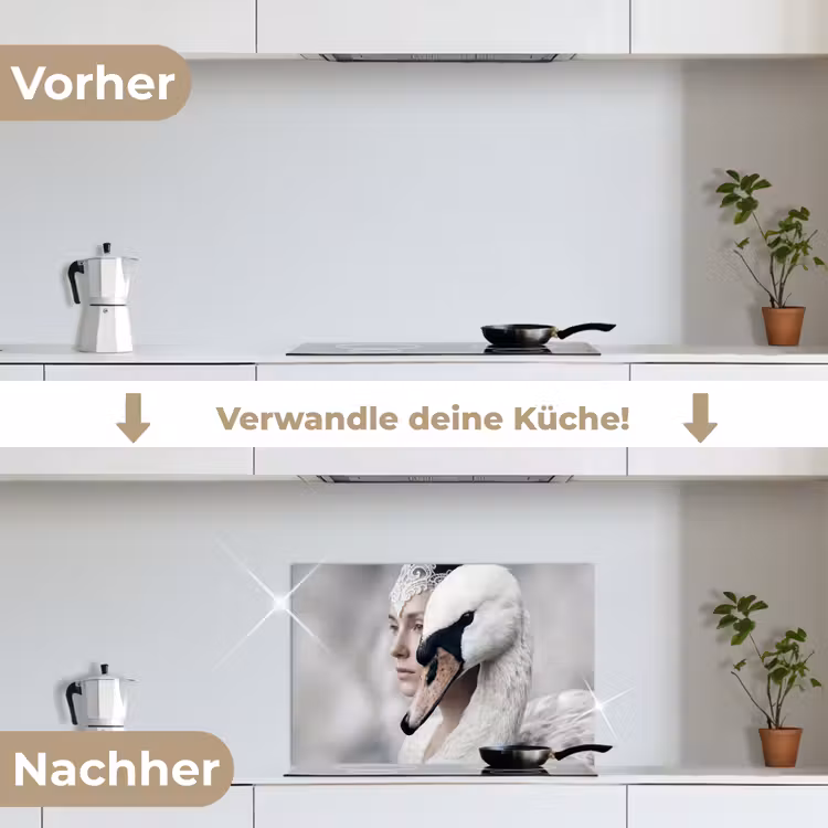 Spritzschutz Küche - Frau - Schwan - Weiß — 7