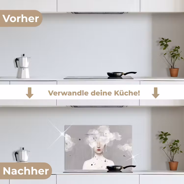 Spritzschutz Küche - Frau - Wolke - Grau — 7