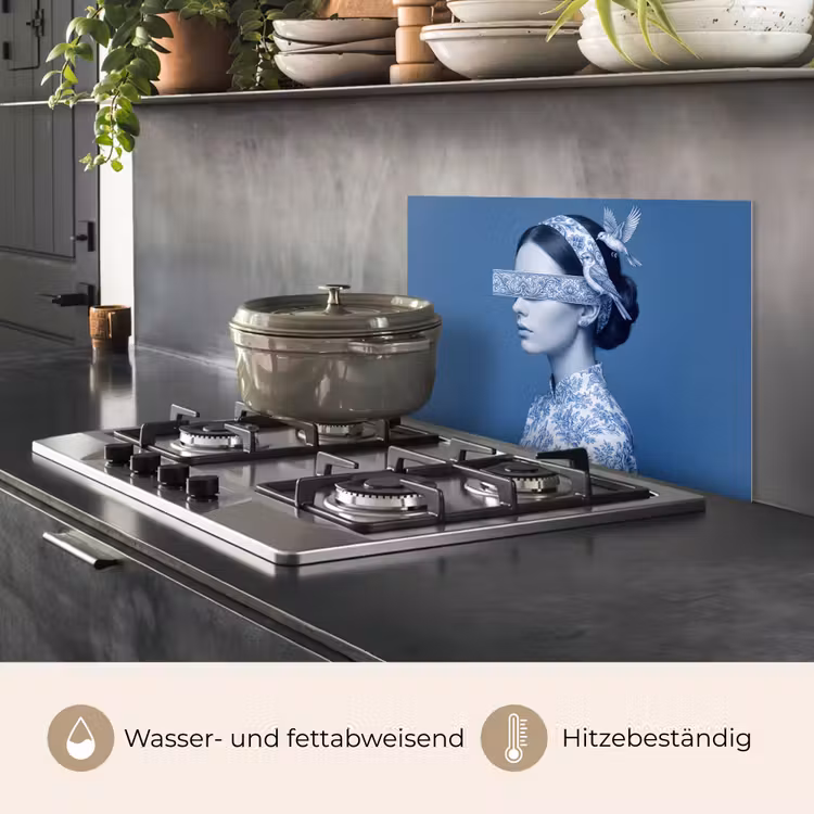 Spritzschutz Küche - Hochformat - Klassisch - Weiß - Blau — 2