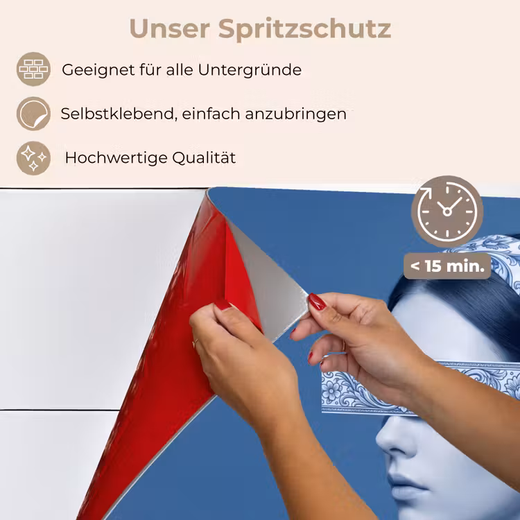 Spritzschutz Küche - Hochformat - Klassisch - Weiß - Blau — 4