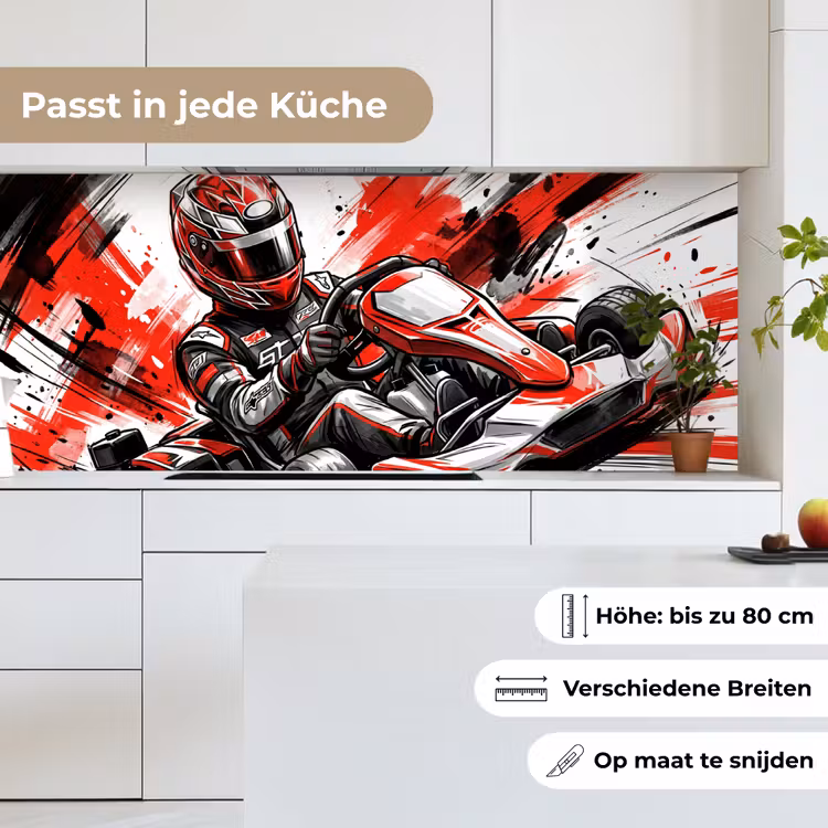Spritzschutz Küche - Kart - Fahrer - Geschwindigkeit - Rot — 4