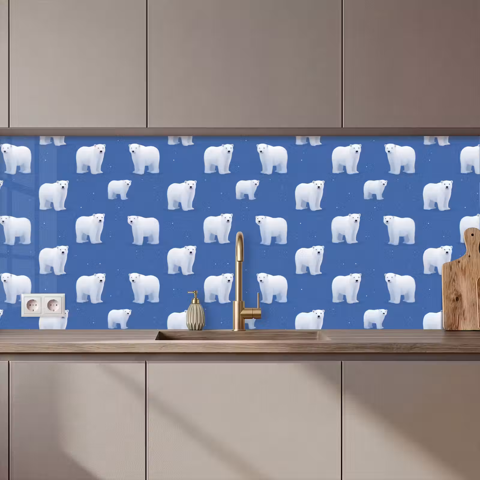Spritzschutz Küche - Eisbär - Muster - Blau — 1