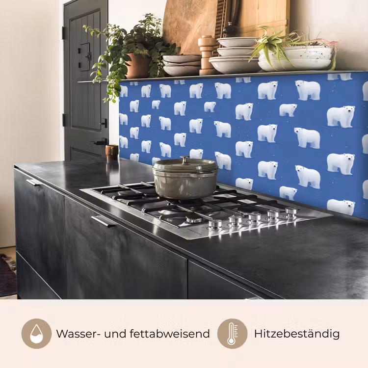 Spritzschutz Küche - Eisbär - Muster - Blau — 3