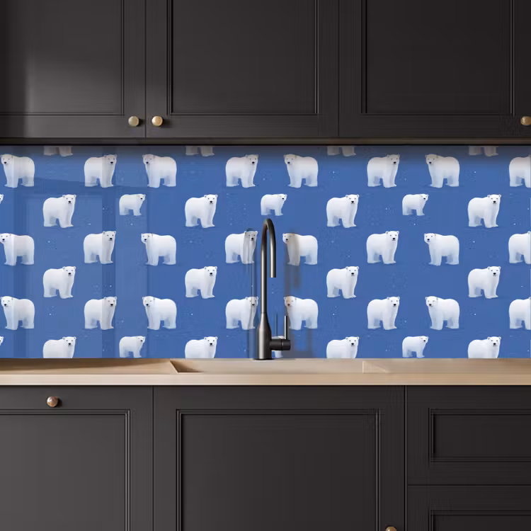 Spritzschutz Küche - Eisbär - Muster - Blau — 6