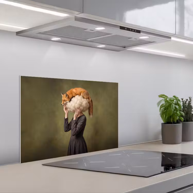 Spritzschutz Küche - Fuchs - Surrealist - Grün — 1